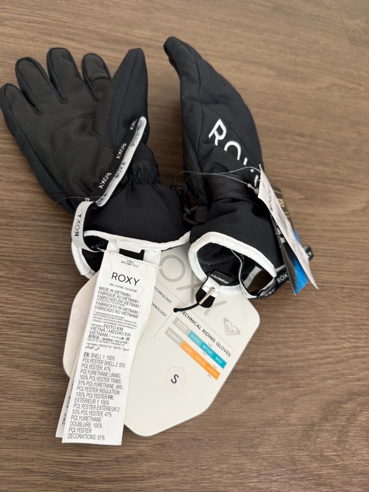 🖤 ROXY Women’s Technical Riding Gloves Size S – Waterproof Warm SNOWBOARDING