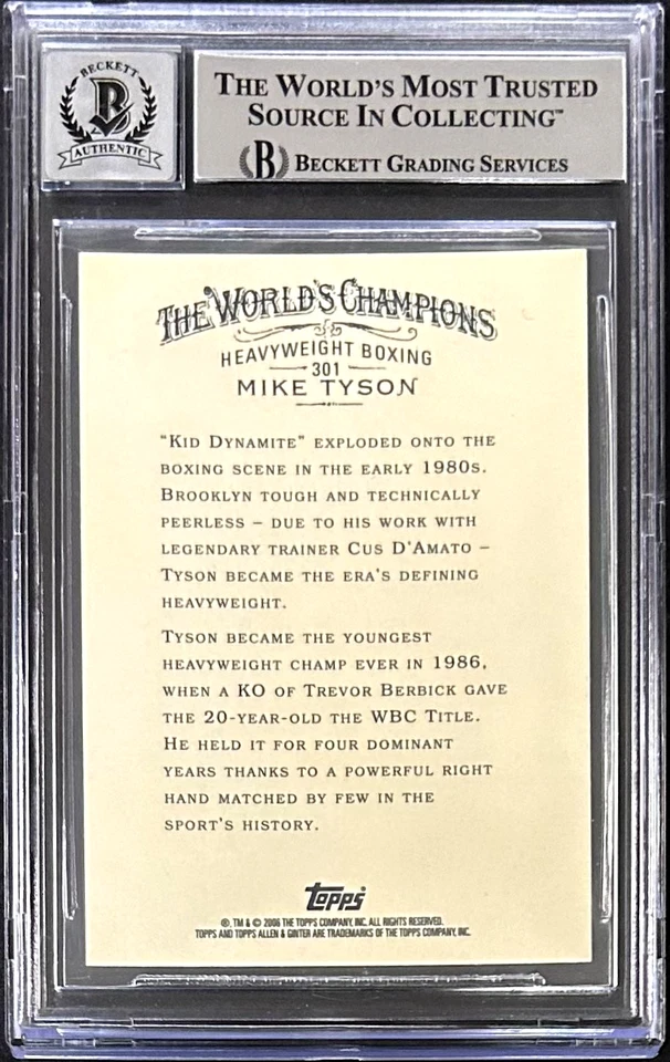 Mike Tyson Signed 2006 Topps Allen & Ginter Card #301 Beckett 15989139 Auto 10 - Image 2 of 2