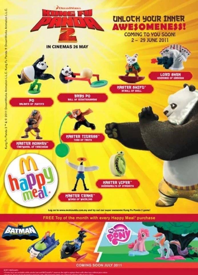 Кунг-фу панда 2 2011 Happy Meal игрушки полный набор из 8 новый и запечатанный вечеринки одолжений - Изображение 3 из 3