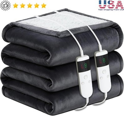 Electric Throw Blanket Heated Soft Skin-Friendly 10 Heat Levels Auto Shut Off US