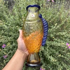 Vintage RARE! MCM Blenko Hand Made Honey/Amber & Topaz Glass Fish Vase - Pretty