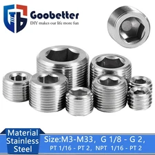M3-M33 Internal Hex Male Blanking Plug Cap Oil Pipe Plug Stainless Steel A2