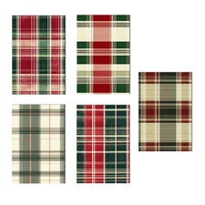 10 Christmas Cards Notecards Blank Greeting Envelopes 4x6 Plaid Holiday