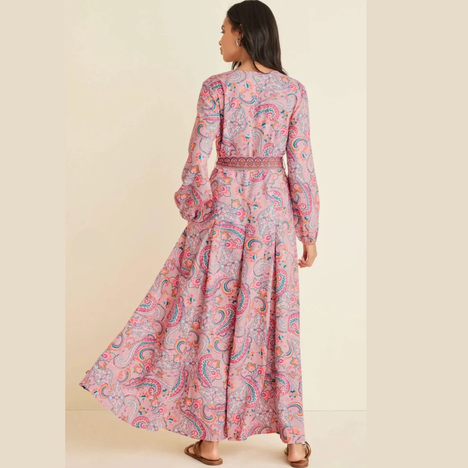 Maxi Vestido de Lino 6 | Boho Rosa Cottagecore Zimmermann-Vibes Foto 3 de 4