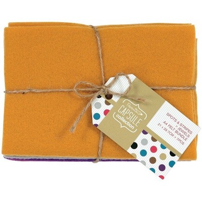 Papermania 43433 Spots/Stripes Jewels A4 Felt Bundle-7 Pieces 21 X 29.7cm Each