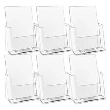 6 Pack 6x9 Acrylic Brochure Holder Wide Leaflet Flyer Booklet Display Stand
