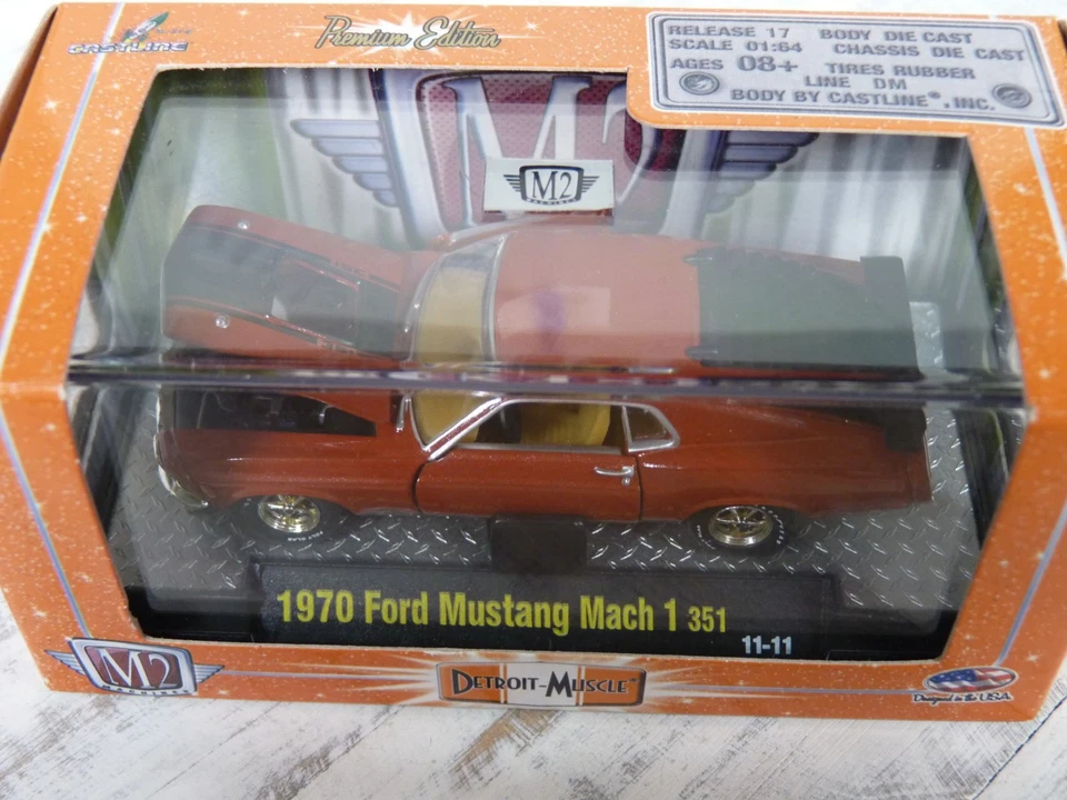 M2 Machines Detroit-Muscle '70 Ford Mustang Mach 1 351 Red Cinnamon R17 New 1:64 - Image 3 of 4