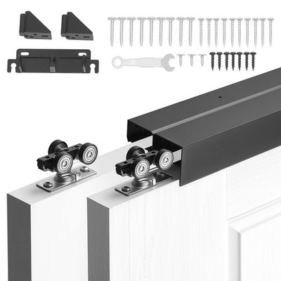 VEVOR Bypass Sliding Door Hardware Kit 5 ft Aluminum Alloy Dual-Track for Closet
