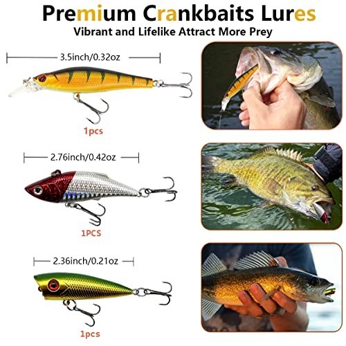 Fishing Lures Kit - Crankbaits, Topwater Lures, Spinnerbaits, Jigs & Tackle Box - Image 4