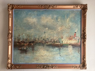 Randolf Wehn 1911-1987 Gemälde Hamburger Hafen Um 1960/70 Leinwand Hamburg