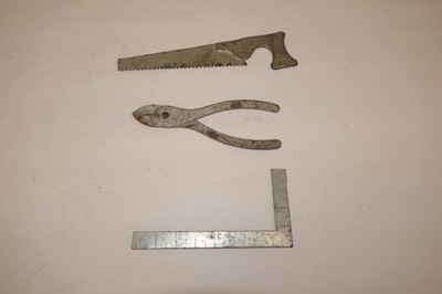 Vintage Children s Metal Woodworking Tool Set Saw,Pliers,Square