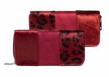 Damen Leo Geldbörse Portemonnaie Rot Leopard Muster Lang Geldbeutel Brieftasche