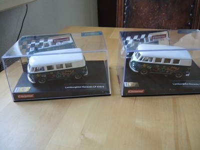 2 Stück Carrera Evolution Bus 132 VW Bully 1 mit FrontHecklicht ''Hippiestyle''
