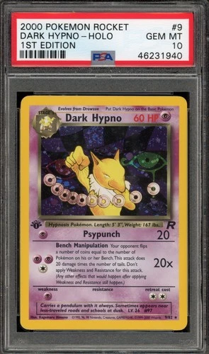 Pokemon Dark Hypno Team Rocket 1st Edition Holo Rare #9 PSA 10 Gem Mint