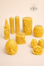 Bienenwachskerze handgegossen 100% Naturwachs Honigduft Geschenk (Motiv wählbar)