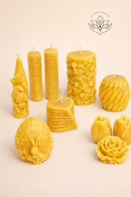 Bienenwachskerze handgegossen 100% Naturwachs Honigduft Geschenk (Motiv wählbar) - Bild 1 von 4