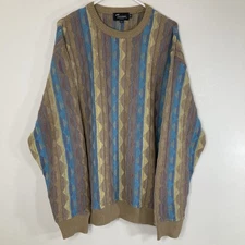 Tosani Men’s L Sweater Multicolor Cotton Long Sleeve Knit Pullover Desert Sand