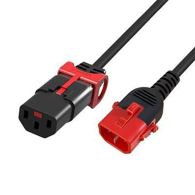 MicroConnect MC-DUALC13C14S-2.5 Powercord C13 IEC Lock+ to C14 Dual Locking 2.5m