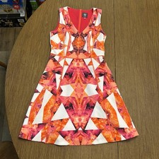 Vince Camuto Multicolor Geometric Sleeveless Fit And Flare Womens Dress Size 2