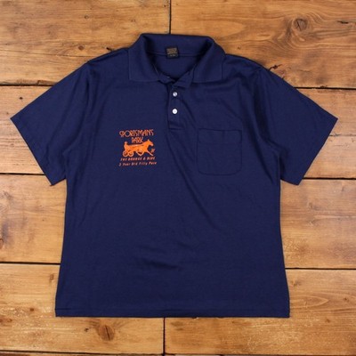 Vintage The Player Poloshirt L Herren 90er blau Sportsman's Park Einzelnaht
