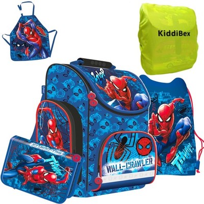 KiddiBex Spiderman Schulranzen Set 5-tlg. - Schultasche Jungen 1. Klasse