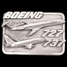 Boeing 727 737 Airplanes Vintage Belt Buckle by Siskiyou Buckle Co 1983 