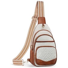 Sling Bag for Women, Anti-Theft RFID Crossbody Bag Vegan Leather Beige  brown