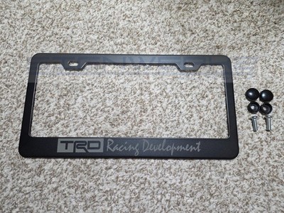 TRD Racing Development Laser Engraved Black Stainless Steel License Plate Frame