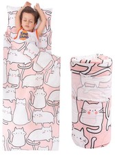 ROSSISON Kids Nap Mat with Pillow Blanket 100% Cotton with Microfiber Fill