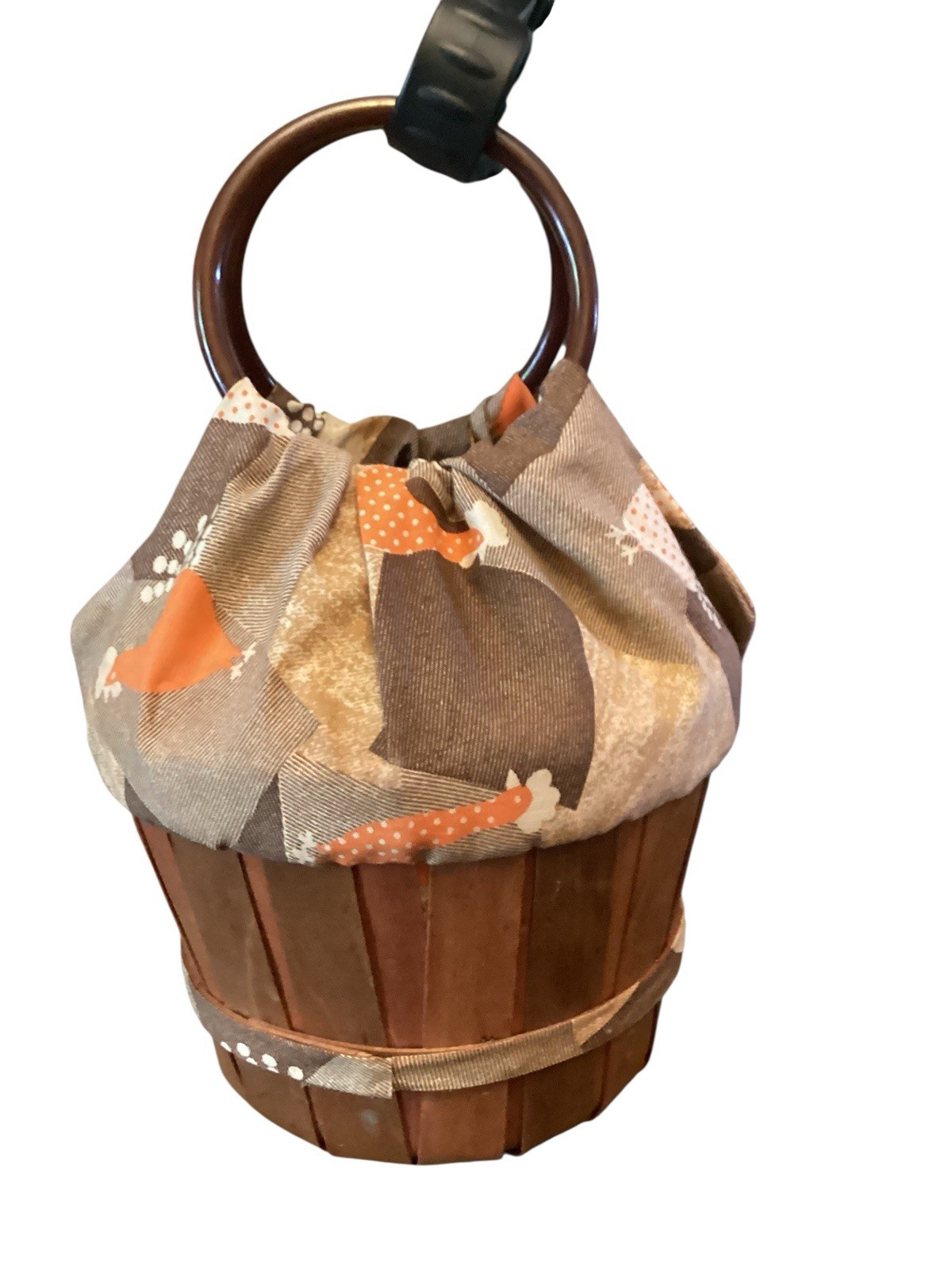 Susie Lee Basket Fabric Chicken Purse East Texas Handbag Co 70s Lucite Handles