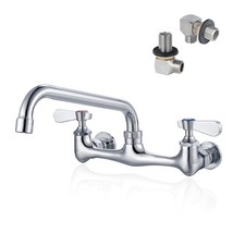 8 Inch Center Wall Mount Commercial Sink Faucet - 8" Swivel Spout Utility Fau...