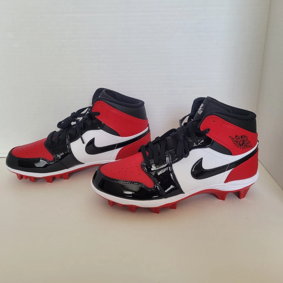 Jordan 1 Mid TD Cleats Bred Toe 红色、黑色和白色男式 10 FJ6805-601 — 第 4/4 张图片
