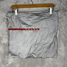 PRADA Dust Cover Drawstring Bag 15.5 x 14.5 Gray Red Logo Plastic