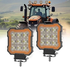 2Pcs 18W LED Work Light Truck OffRoad Tractor Flood Lights 12V 24V Square 4 Inch