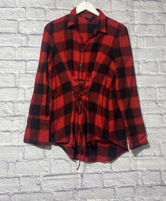 Express Top In Red And Black Squares, Lumberjack Women Size M