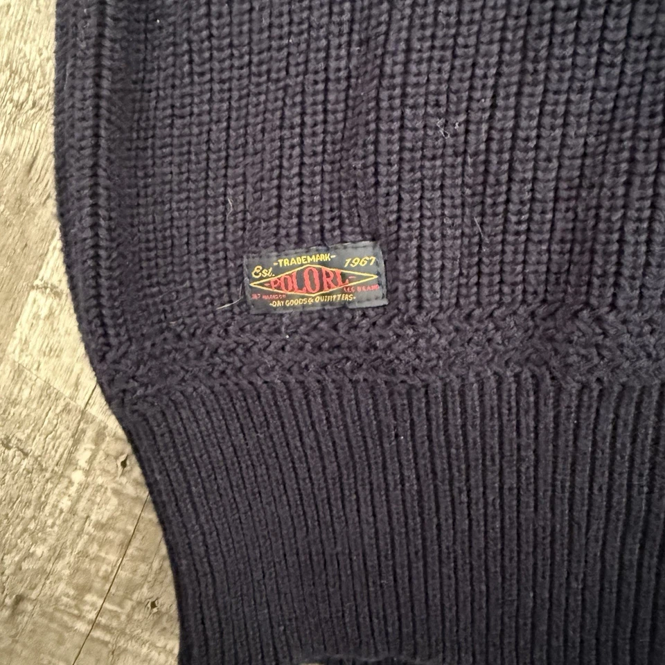 POLO Ralph Lauren 披肩领毛衣男式 XXL肘贴蓝色套衫标志 — 第 4/4 张图片