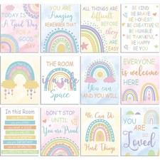 12 Pcs Rainbow Classroom Decor Boho Poster Elementary Bulletin Board Decorati...