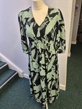 White Stuff Black & Green Midi Dress Size 8 CHARITY SALE