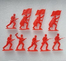 Set of 9 pcs Vintage Original USSR Soviet Toys Toy Plastic Soldiers Red Army