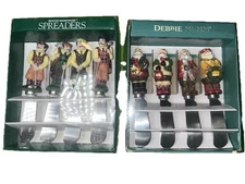 Vintage Cheese Spreaders 8 Stainless Steel Knives Golfers Golf & Santa Party