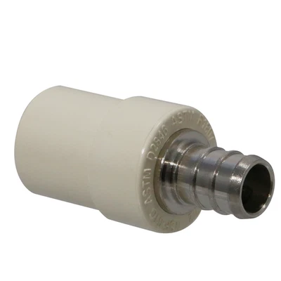 25 Pack XFITTING 1/2" Pex-B x 1/2" CPVC Transition Coupling, Lead Free Brass