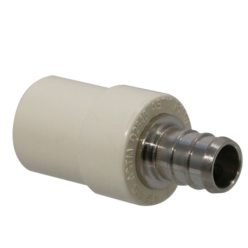 25 Pack XFITTING 1/2" Pex-B x 1/2" CPVC Transition Coupling, Lead Free Brass