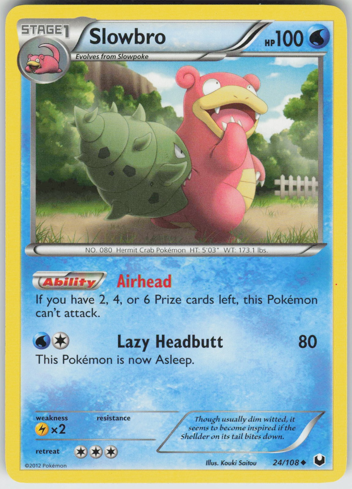 Pokemon Slowbro 24/108 Dark Explorers Uncommon NM