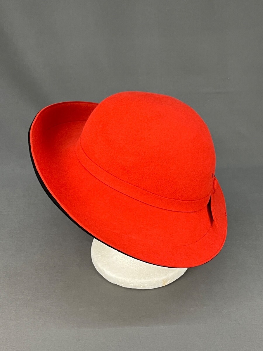 Frank olive for I imagine 70s velvet hat Vintage Frank Olive for Neiman Marcus Wide Brim Red Velvet  main image 3
