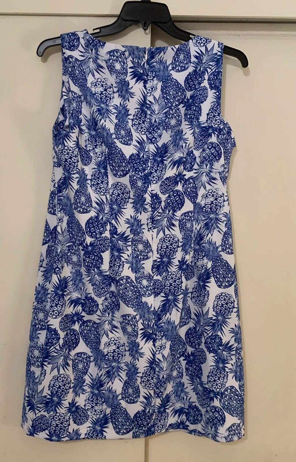 Abito Alyx donna 18 blu senza maniche stampa ananas scollo barca elasticizzato zip cambio