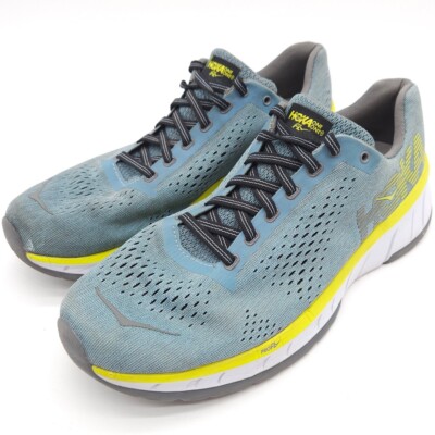 Hoka One One (Womens Size 8) Cavu Running Lace Up Shoes Blue Yellow Sneakers