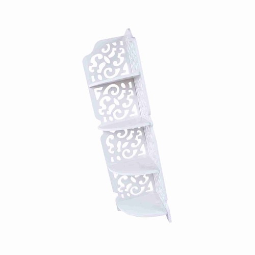White Carved 4 Tier Corner Shelf Bookcase Display Rack for Home & Bathroom - Picture 15 of 18