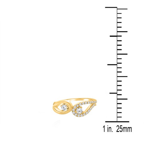 0.5 Carat Two-Stone Natural White Diamond Engagement Ring in 10K Gold - Picture 9 of 29