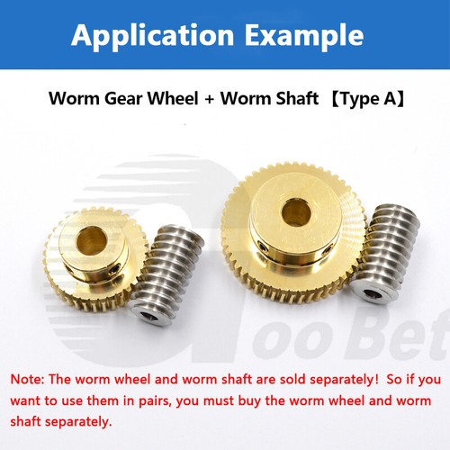 Mod 0.8 Worm Gear Wheel Brass 20 - 60 Tooth Worm Shaft Stainless Steel Precision - Picture 5 of 17