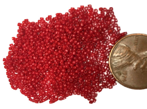 Antique Micro Seed Beads 14/0 Rich Cherry Red Greasy Op 3.9g bags